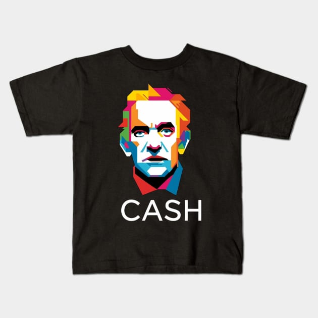 WPAP Johnny Cash Kids T-Shirt by Aldrvnd